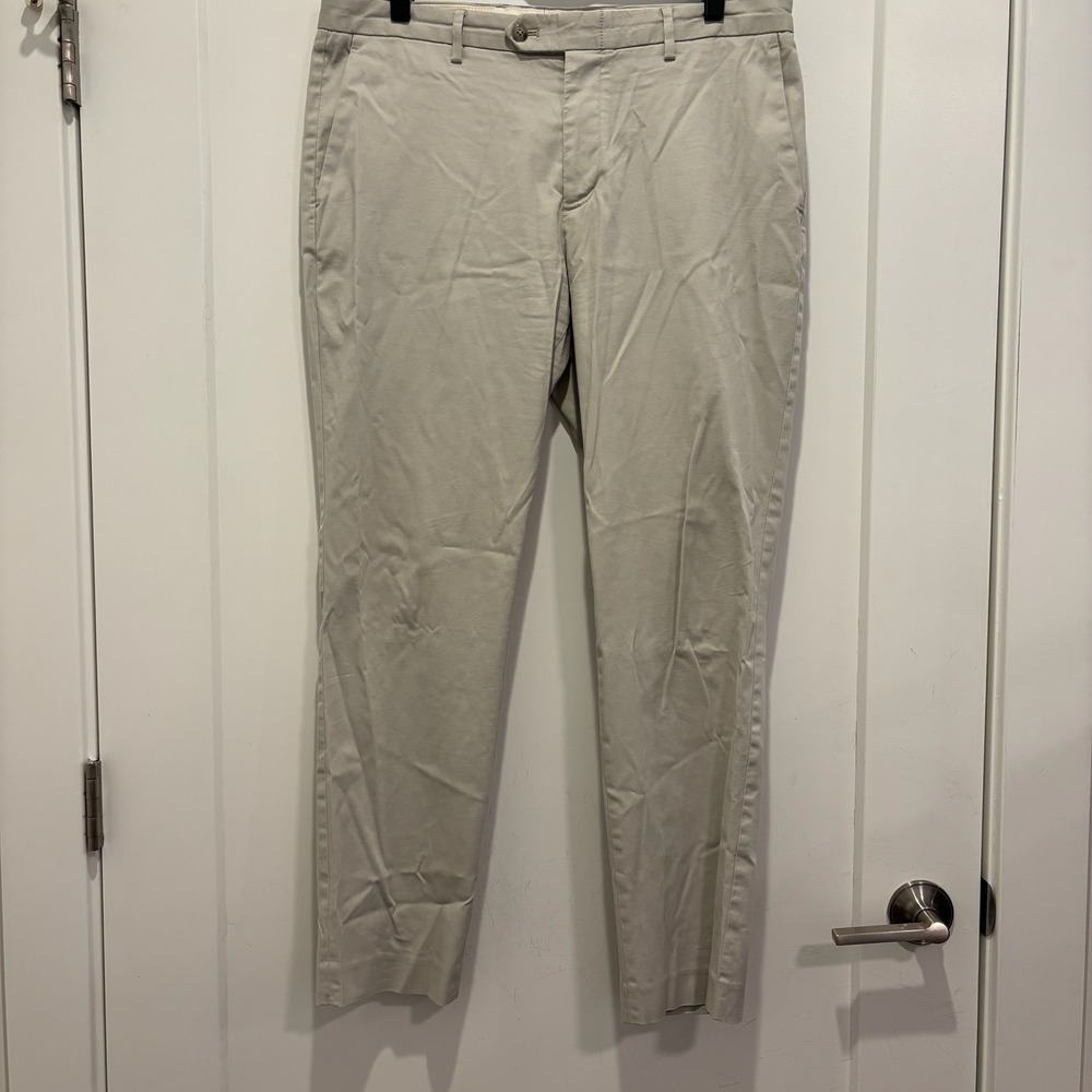 J.Crew Bowery Slim Dress Pants Mens 34x30‎ Khaki Tan Chino Trousers Cotton Twill